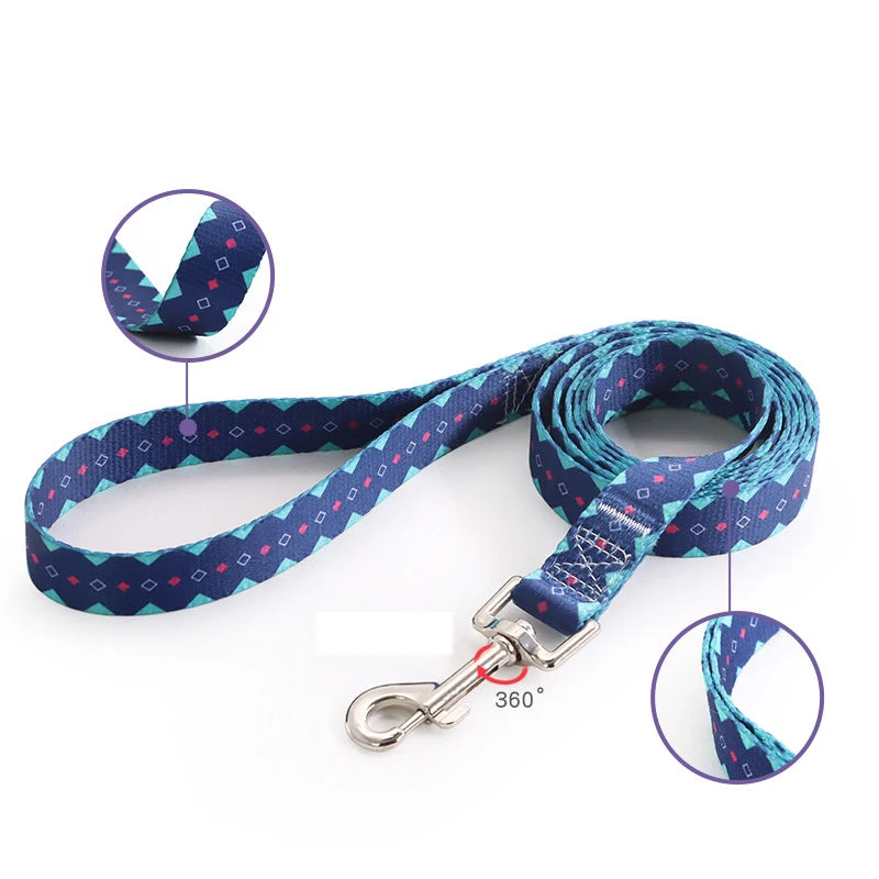 Soft durable nylon adjustable Dog collars and leashes